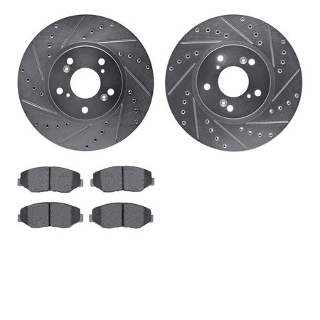 DYNAMIC FRICTION CO 7502-59069, Rotors-Drilled and Slotted-Silver with 5000 Advanced Brake Pads, Zinc Coated 7502-59069